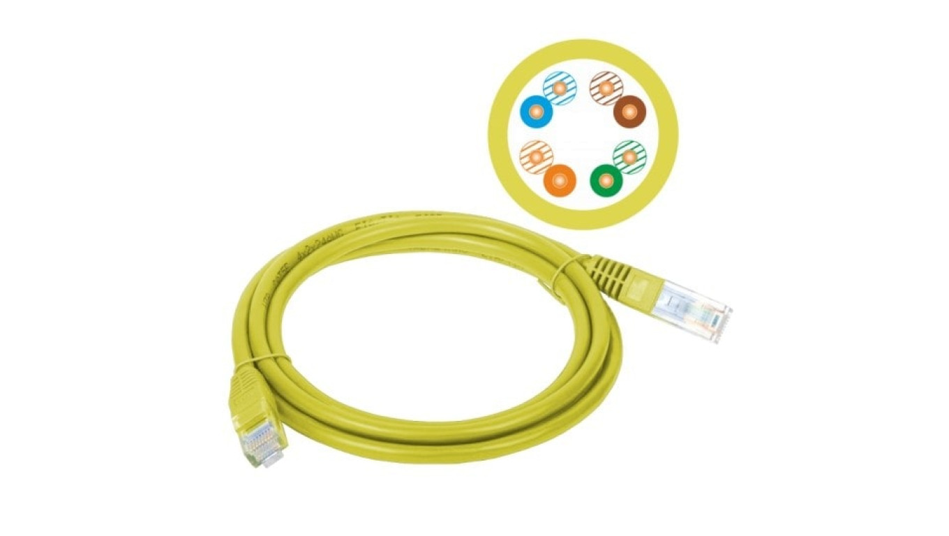Patchcord UTP A-LAN KKU5ZOL0.5 (RJ45 - RJ45 0,50m UTP kat. 5e kolor żółty)
