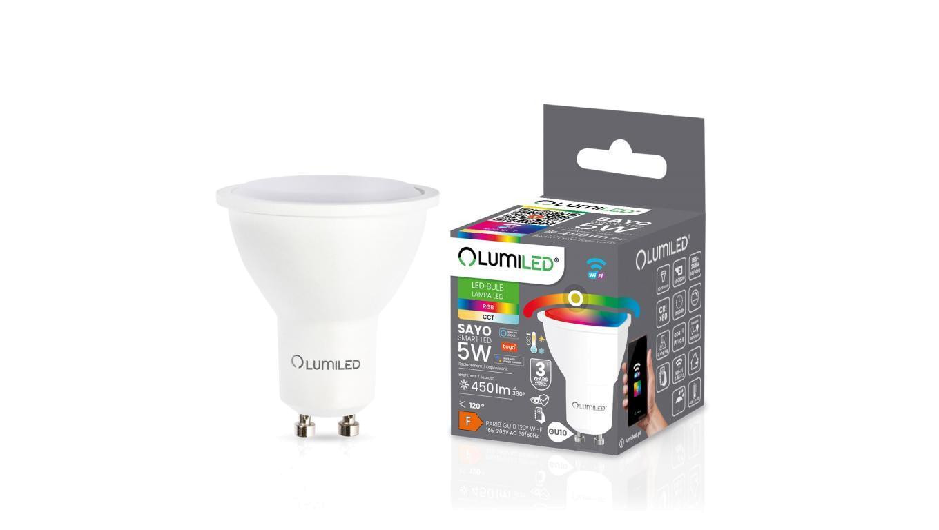 Żarówka LED GU10 5W 450lm RGB CCT Ściemnialna TUYA WiFi SMART SAYO Lumiled