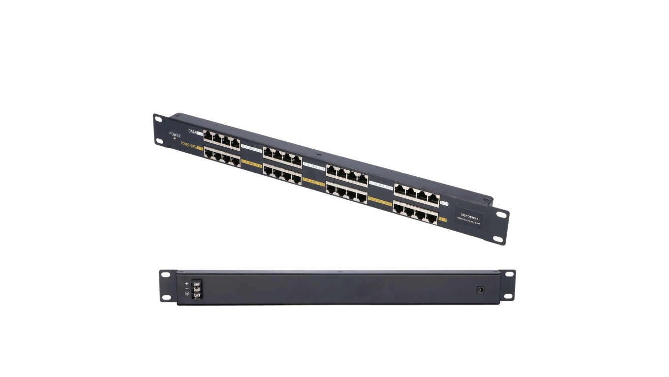 PoE Injector 16x 100Mb/s RJ45, Obudowa Rack Extralink 16 Portowy