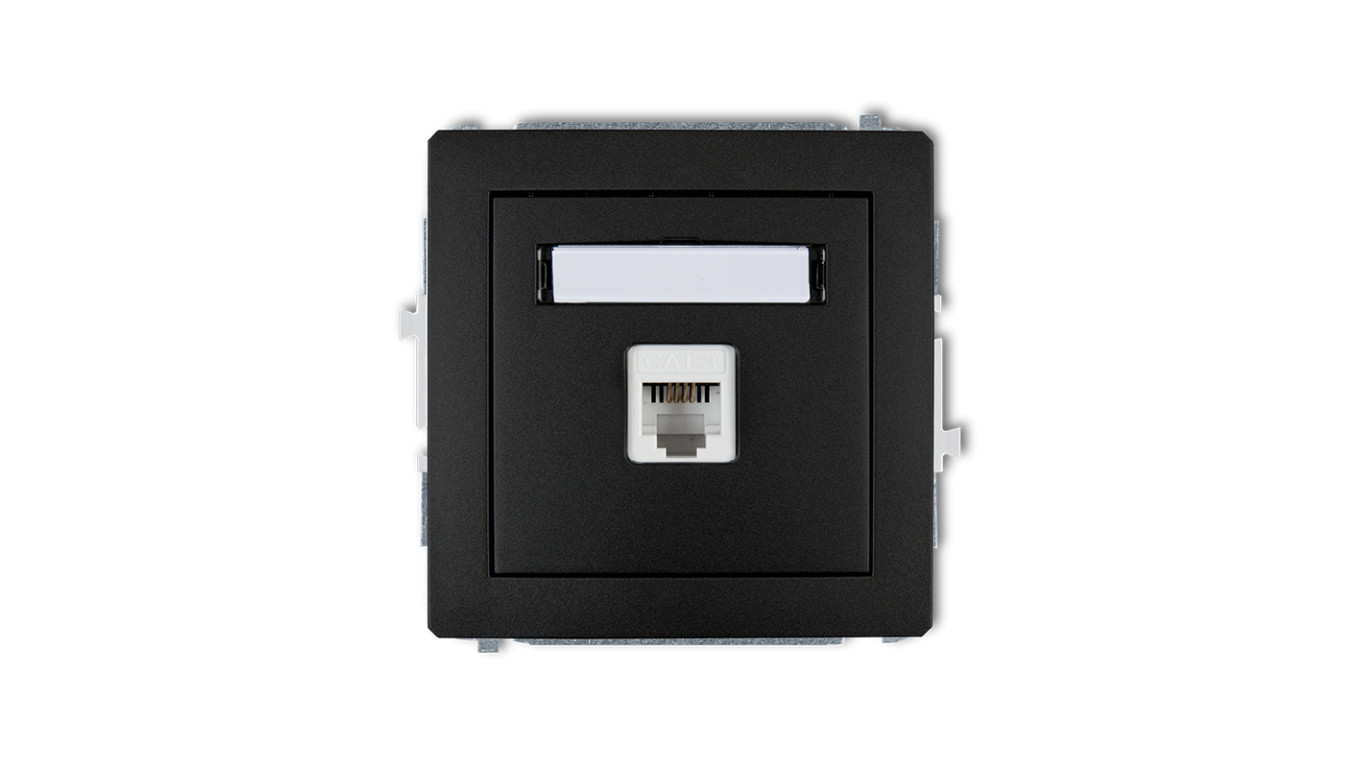 DECO Gniazda telefoniczne pojedyncze 1xRJ11, 4-stykowy, beznarzędziowe czarny mat 12DGT-1