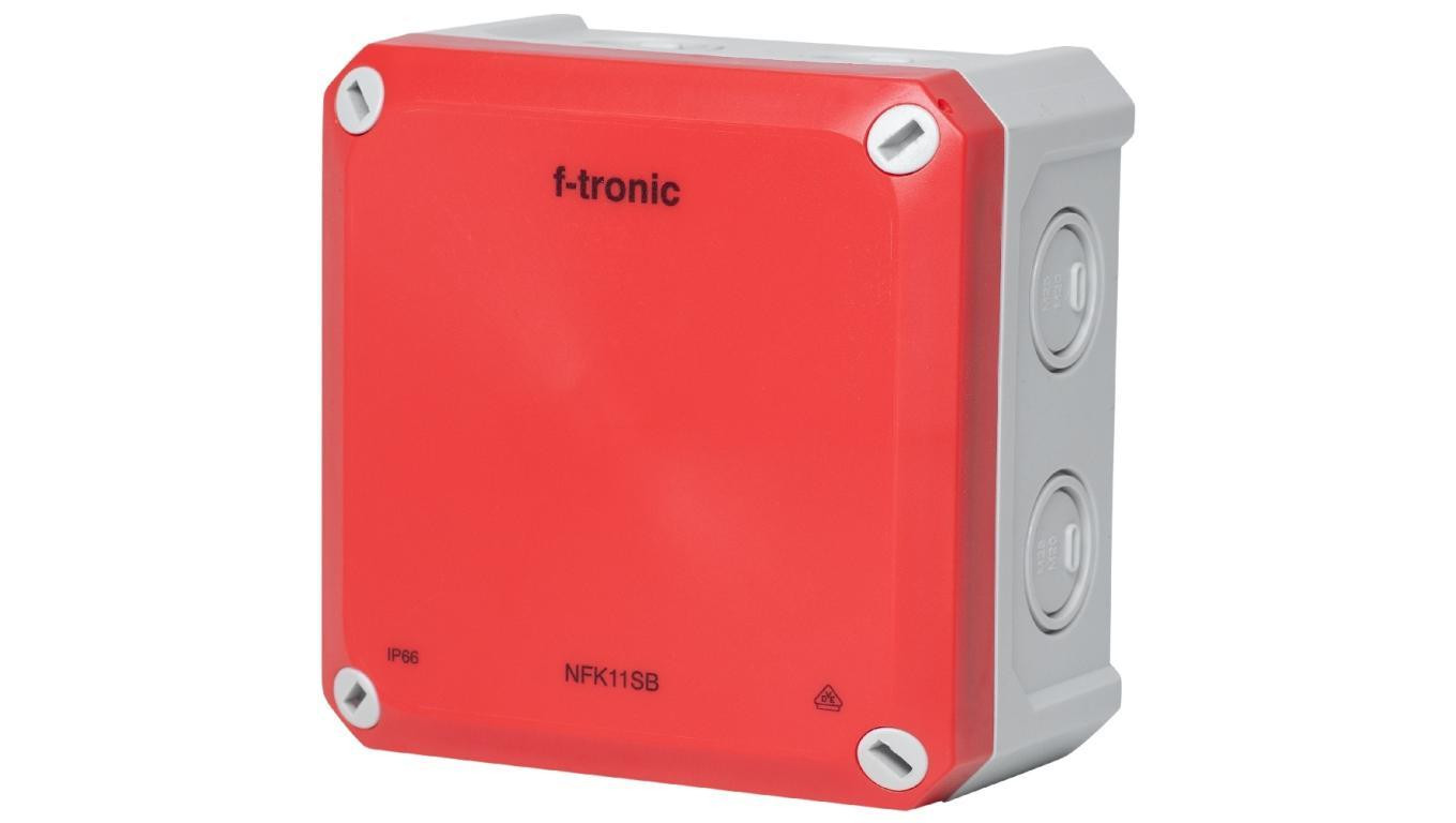 Puszka instalacyjna natynkowa NFK11 110x110x67mm bezhalogenowa hermetyczna IP66 czerwona do lamp awaryjnych NEPTUN Compact F-TRO