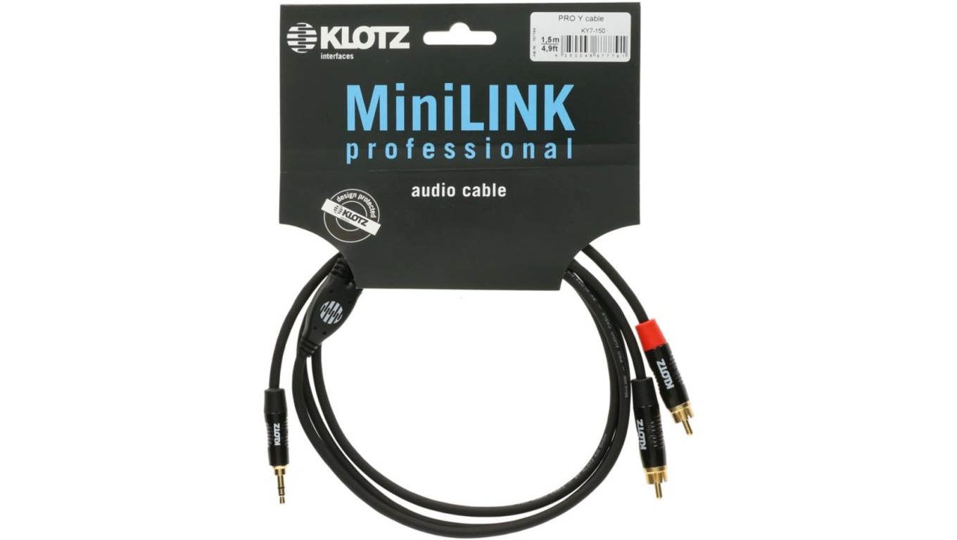 KLOTZ Kabel Audio AUX mini Jack 3,5mm Stereo (wtyk) / 2x RCA Cinch (wtyk) 0,9m