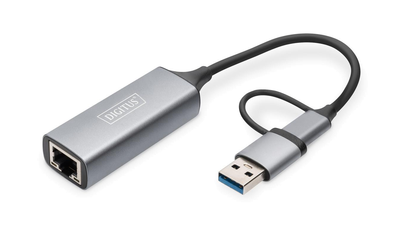 Adapter USB Typ-C na Gigabit Ethernet 2,5GUSB-C + USB A (USB 3.1/3.0) DN-3028
