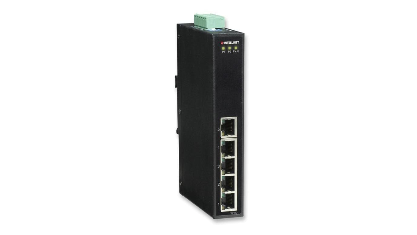 Switch 5x RJ45 10/100 przemysłowy IP30, metalowy, na szynę DIN