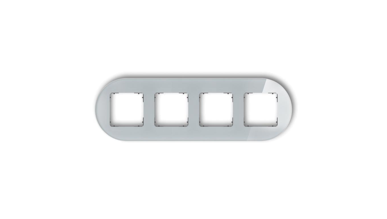 ICON Ramka uniwersalna poczwórna okrągła - efekt szkła (ramka: szara spód: grafitowy mat) 15-28-IRSO-4