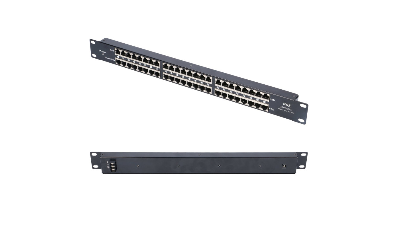 PoE Injector 24x 100Mb/s RJ45, Obudowa Rack Extralink 24 Portowy