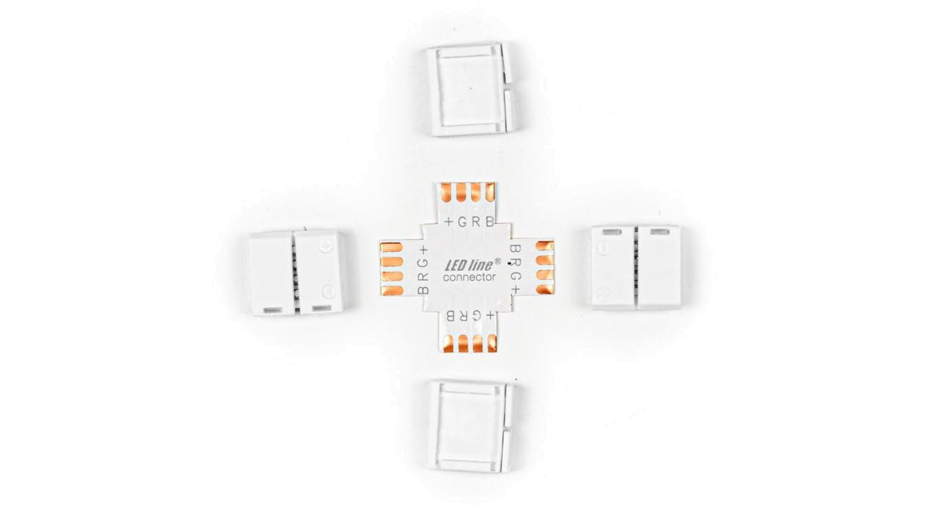 LED line łącznik do taśm LED CLICK CONNECTOR kątowy 10 mm 4 PIN Typ + RGB