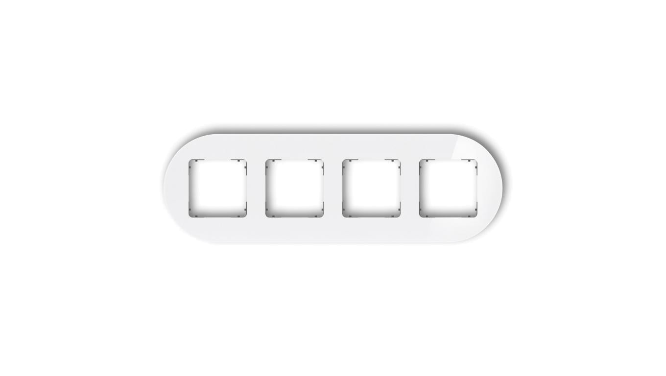 ICON Ramka uniwersalna poczwórna okrągła - efekt szkła (ramka: biała spód: grafitowy mat) 0-28-IRSO-4