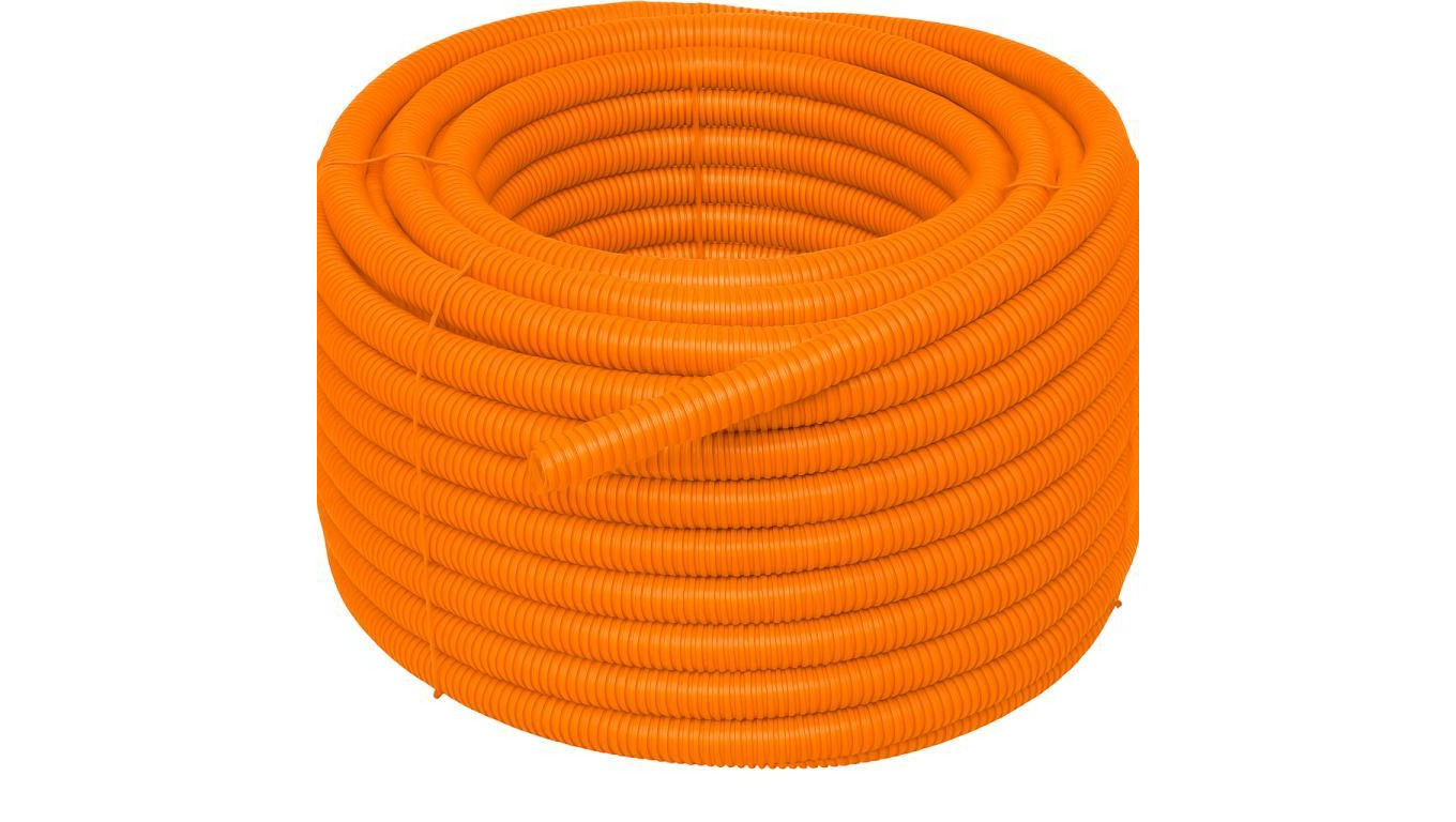 Rura karbowana elektroinstalacyjna 32/24,2mm giętka peszel z pilotem i smarowaniem 320N bezhalogenowa, pomarańczowa 50m TUBIFOR