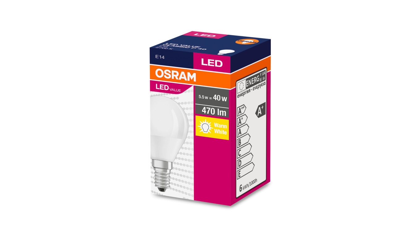 Żarówka LED VALUE CLASSIC P 40 E14 4,9W 470lm 2700K 827 FR non-dim 4058075147898