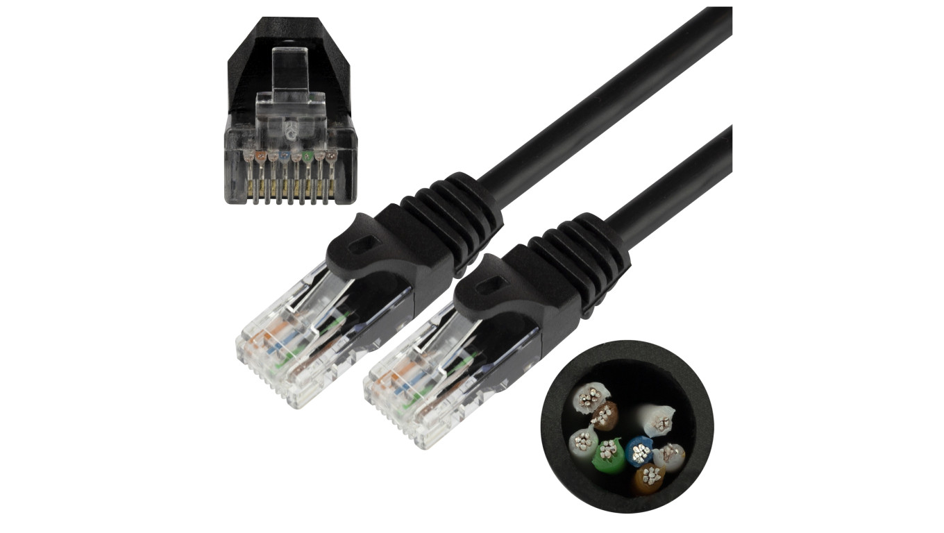 Patchcord UTP kat.5e kabel sieciowy LAN 2x RJ45 linka czarny 7m NEKU