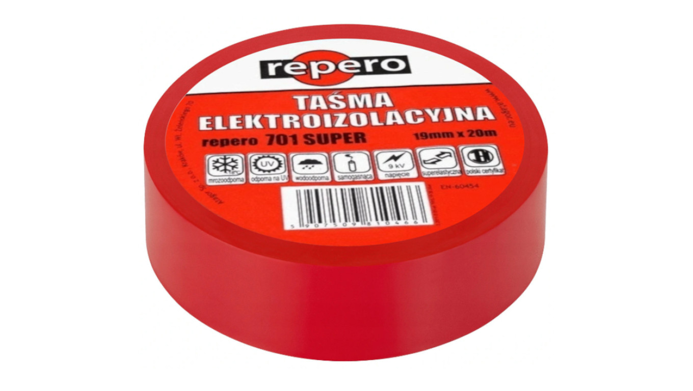 Taśma izolacyjna 19mm/20m Repero701 Super biała
