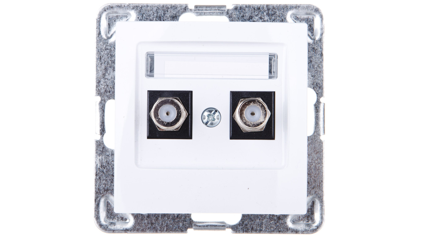 IMPRESJA Gniazdo antenowe podwójne typu F białe GPA-2YF/m/00