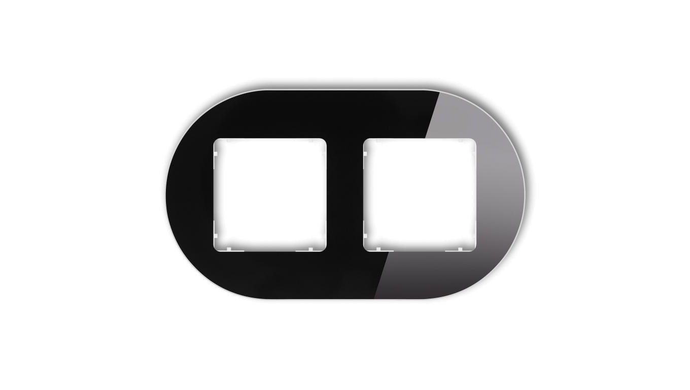 ICON Ramka uniwersalna podwójna okrągła - efekt szkła (ramka: czarna spód: biały) 12-0-IRSO-2