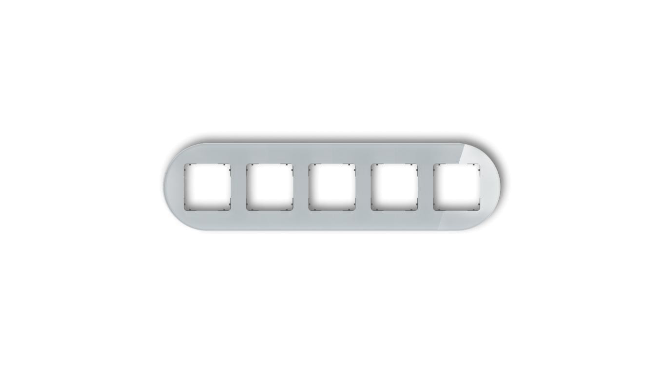 ICON Ramka uniwersalna pięciokrotna okrągła - efekt szkła (ramka: szara spód: grafitowy mat) 15-28-IRSO-5