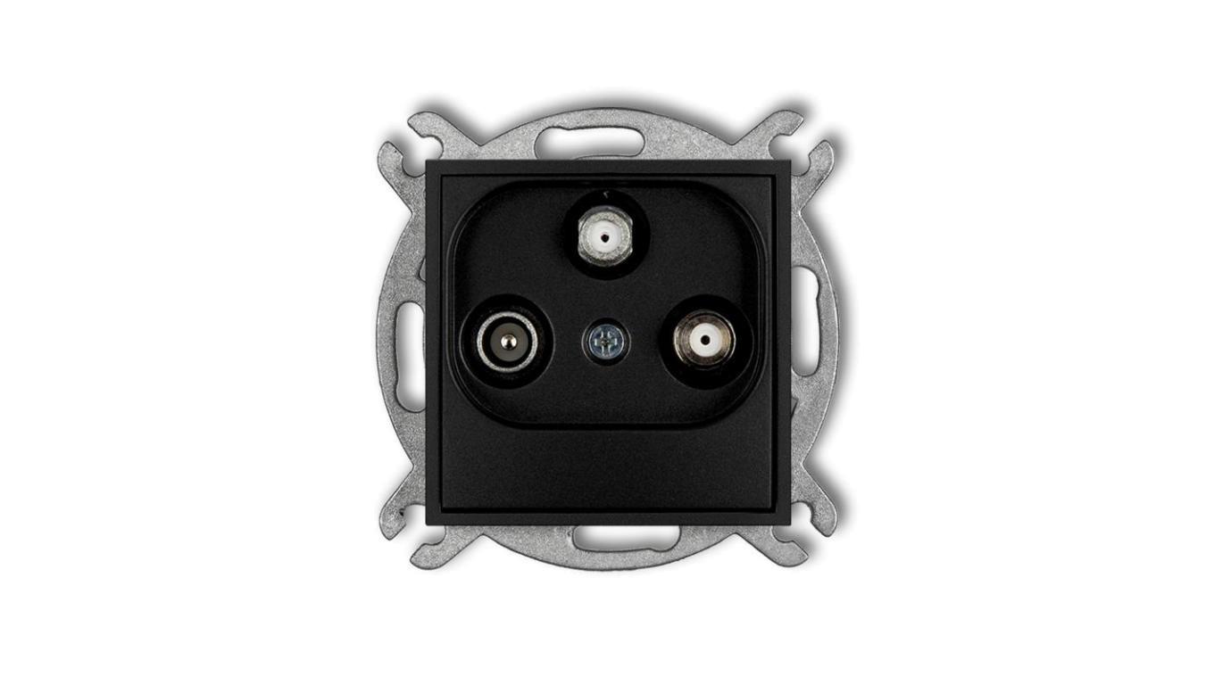 MINI Gniazdo antenowe 2 wyjścia SAT + TV czarny mat 12MGSN