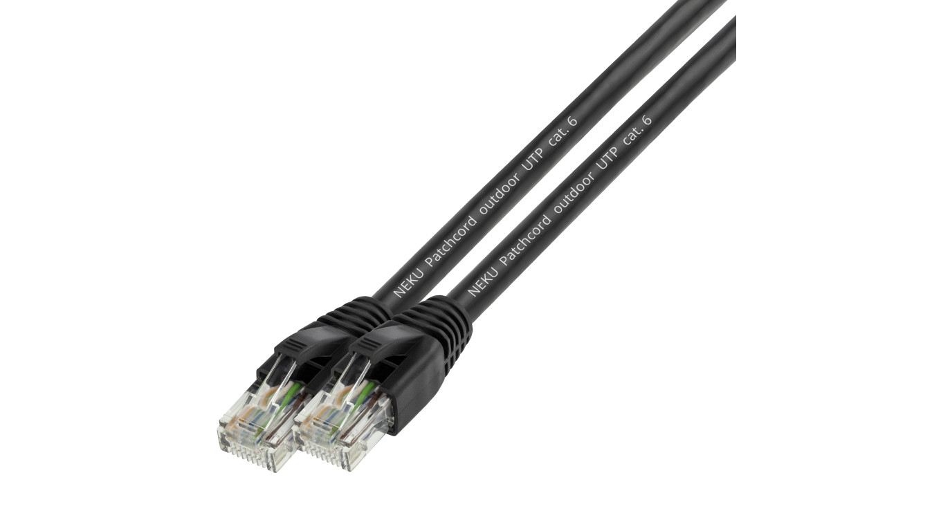 Patchcord zewnętrzny linka UTP kat.6 PVC+PE czarny 40m NEKU
