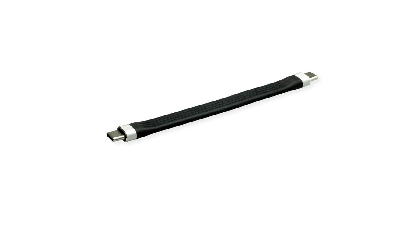 Silikonowy kabel ROLINE USB 3.2 Gen 2 z funkcją PD (Power Delivery) 20V3A, Emark, C-C, M/M, czarny, 11 cm