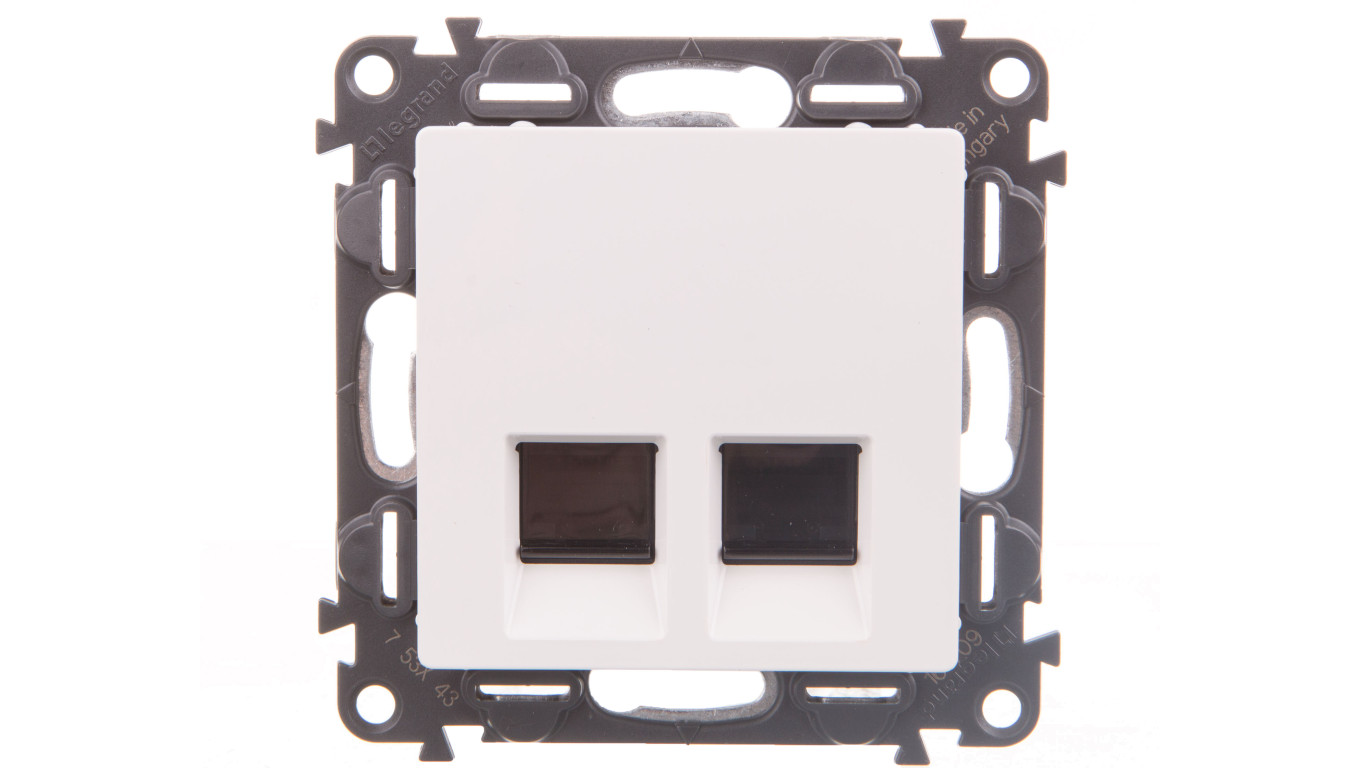 VALENA LIFE Gniazdo komputerowe podwójne RJ45 kat.6 UTP białe 753143