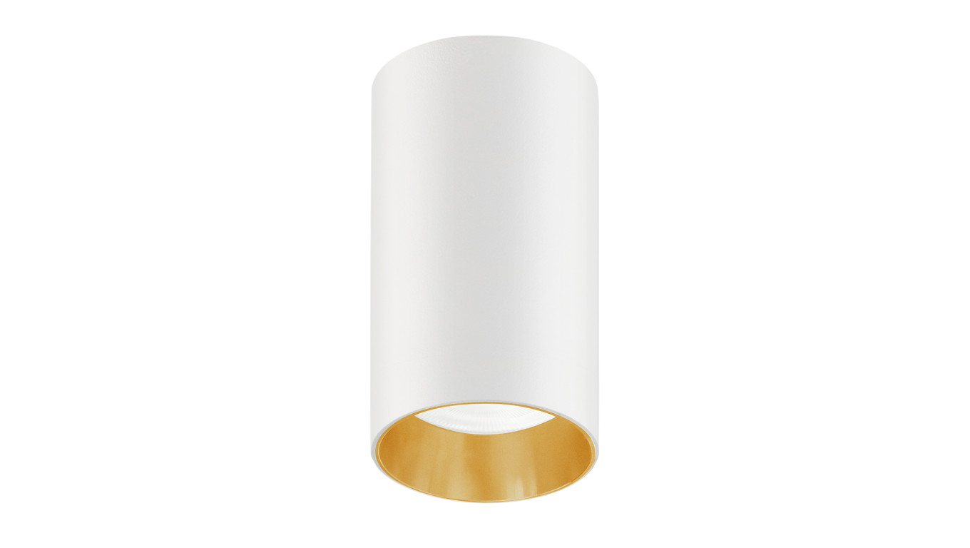 Oprawa natynkowa / tuba Maclean, punktowa, okrągła, aluminiowa, GU10, 55x100mm, kolor biały/złoty, MCE458 W/G