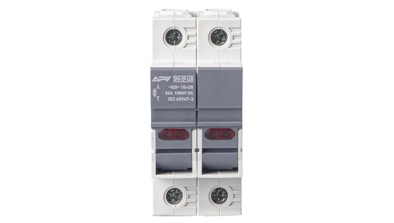 PODSTAWA BEZPIECZNIKOWA ROZŁĄCZNIK DC 10x38 + LED 2P APV-SPB-2P-LED