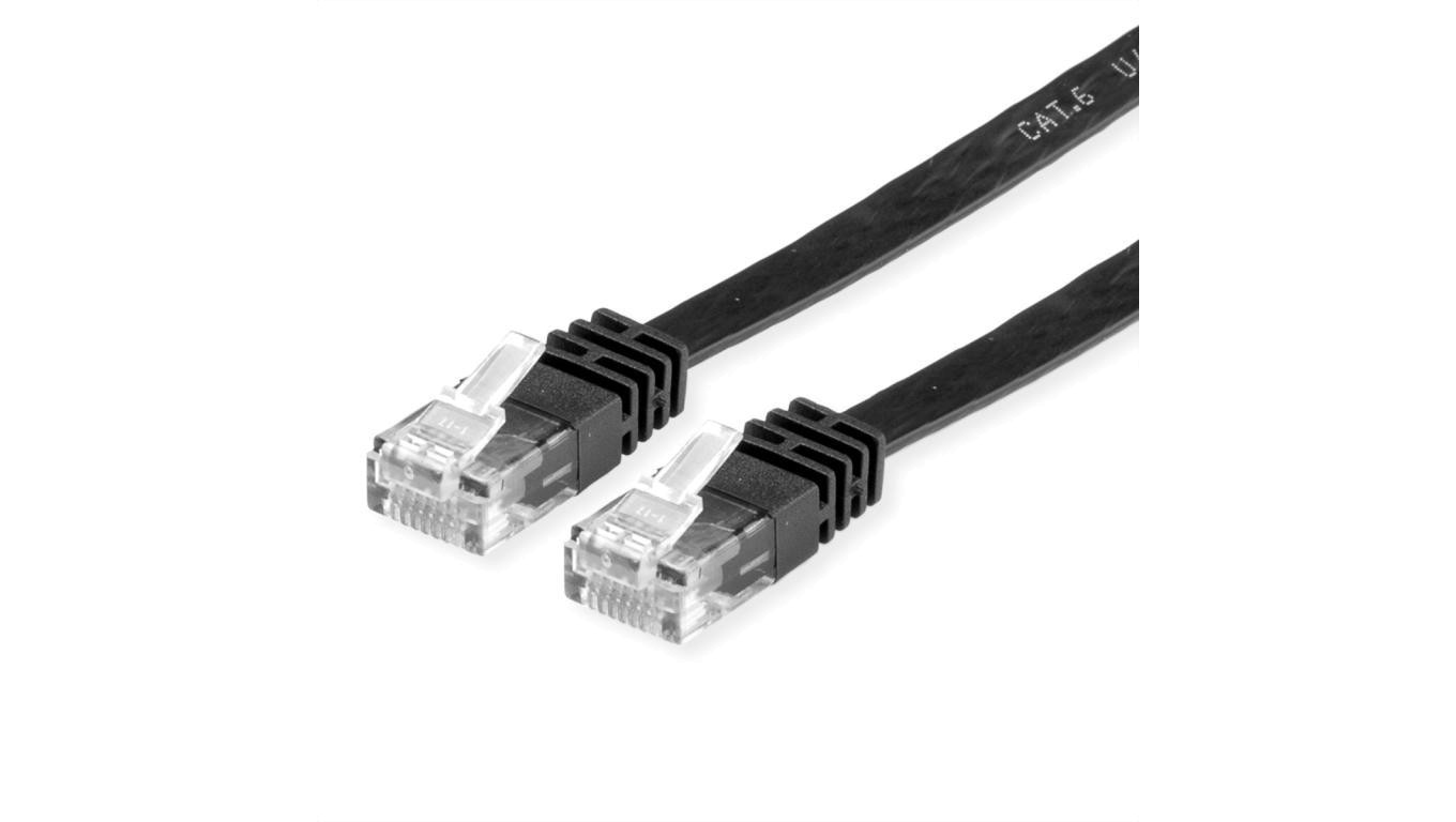 VALUE Kabel krosowy kat. 6 (klasa E) UTP, bardzo płaski, płaski, czarny, 2 m