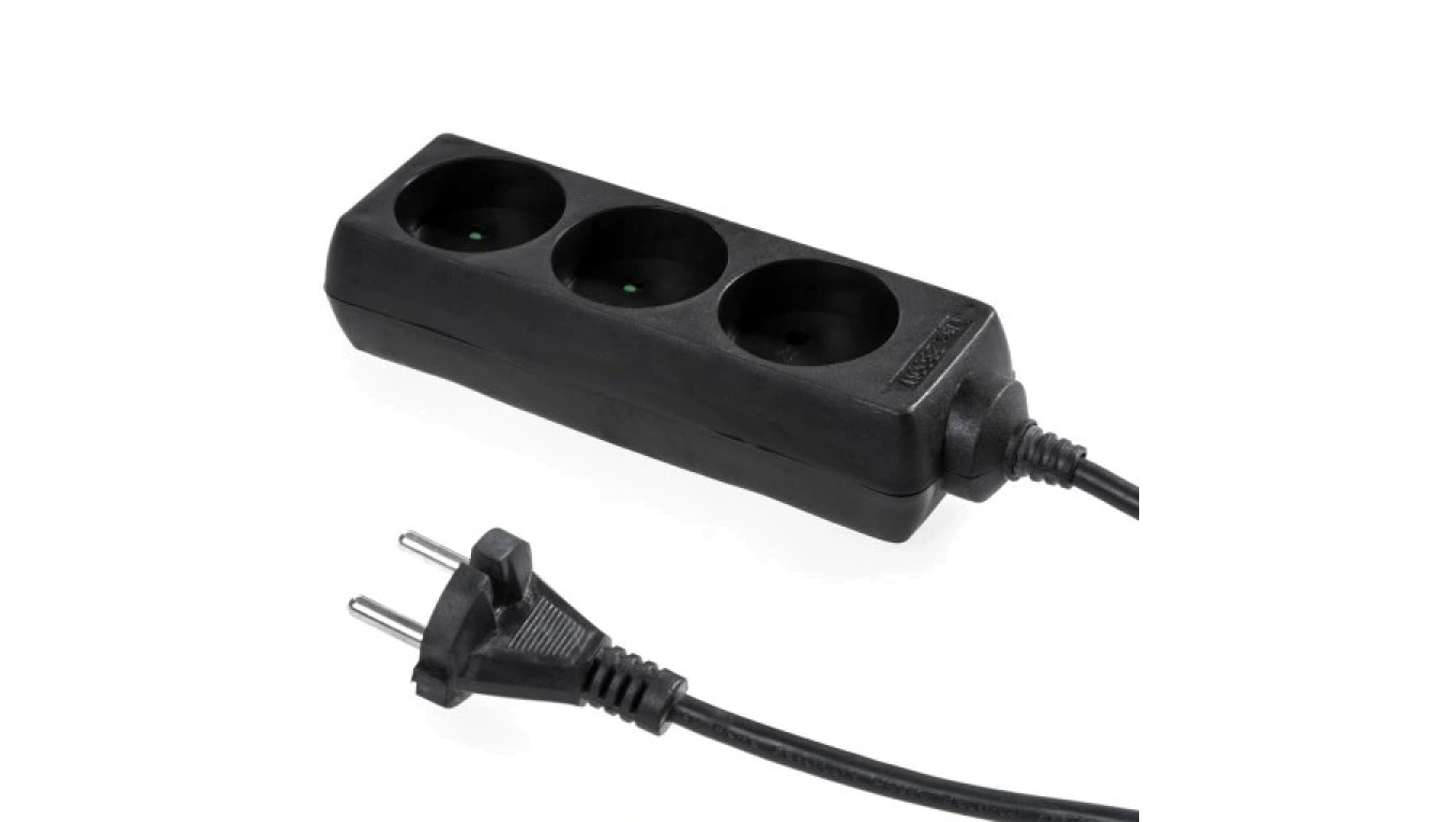 Przedłużacz elektryczny Listwa zasilająca na 3 gniazda 2P czarna 5m ECO PLASTROL