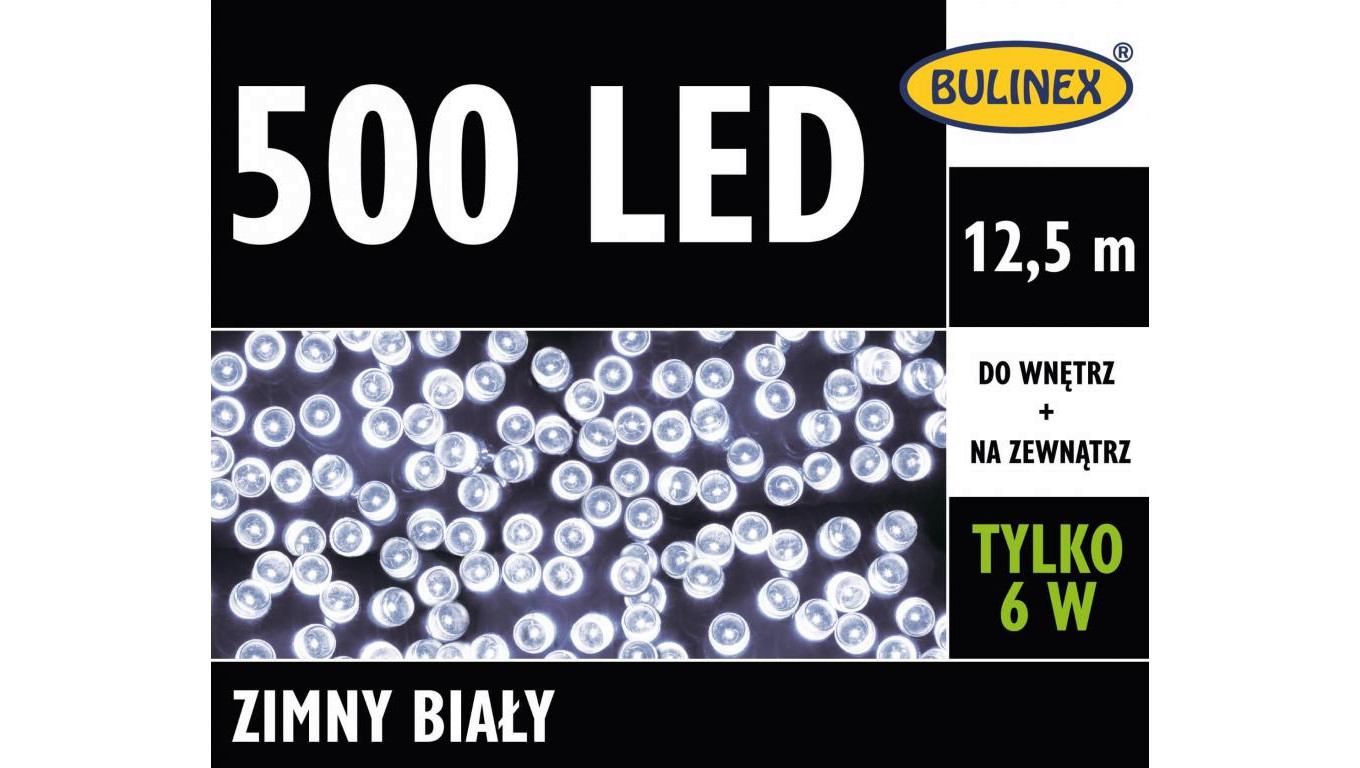 BULINEX 500 LED LAMPKI BIAŁY ZIMNY 12 5M