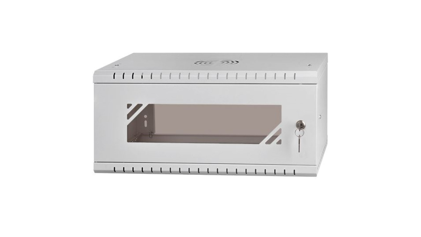 Szafa wisząca RACK 19 4U 350mm drzwi szklane szara PRO