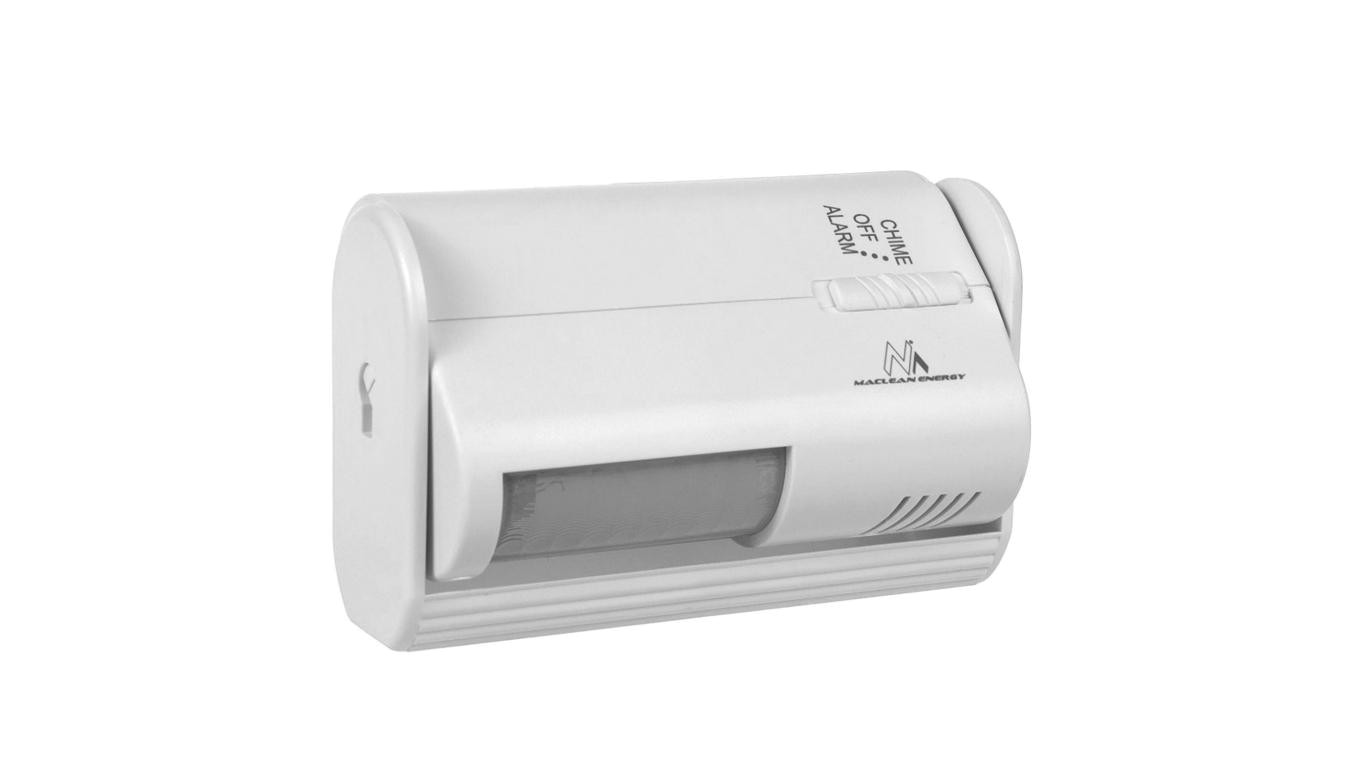 Bezprzewodowy sygnalizator wejścia Maclean, czujnik PIR, zasięg 8m, zasilanie bateria 9V DC, głośność powyżej 70dB, MCE311 W