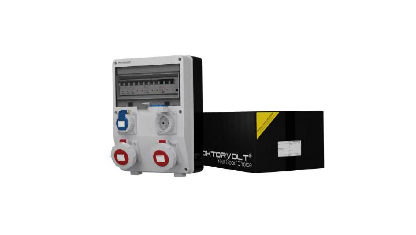 Hermetyczna rozdzielnica budowlana TD-S/FI IP65 2x16A 2x230V Schuko Doktorvolt 2001