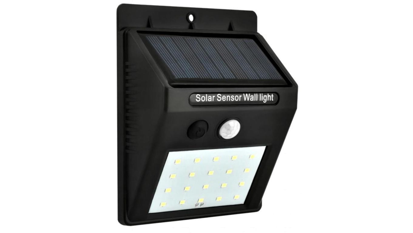 Naścienna lampka SOLAR 3W LED, 200lm, czujnik ruchu 3m, 90-120st/czujnik zmierzchu, czarna / 46800