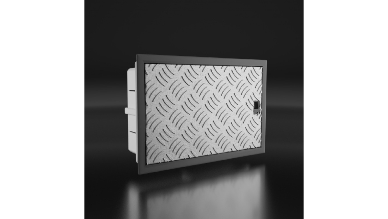 Rozdzielnica podtynkowa IP65 12 modułowa Ryflowane stalowe drzwi 990.12.W M-L 0098