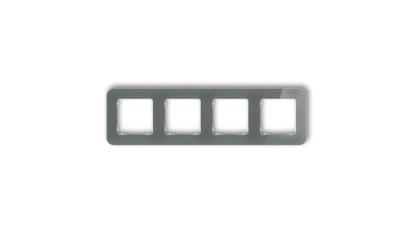 ICON Ramka uniwersalna poczwórna zaokrąglona - efekt szkła (ramka: grafitowa spód: biały) 28-0-IRSZ-4