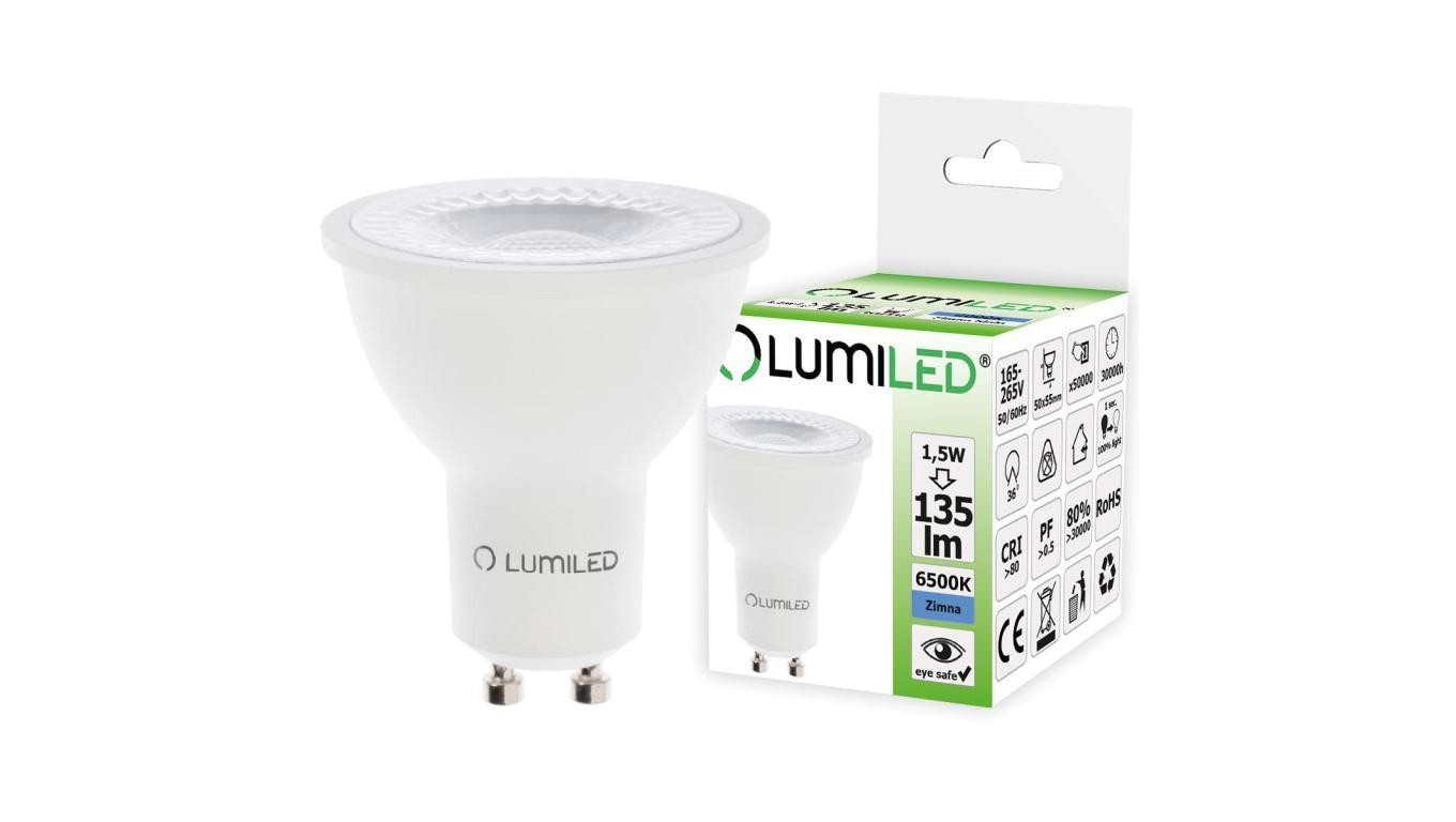 Żarówka LED GU10 1,5W = 15W 135lm 6500K Zimna 36 LUMILED