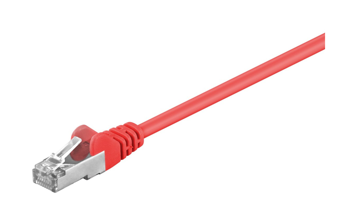 CAT 5e Kabel łączący, SF/UTP, Czerwony - Długość kabla 0.5 m
