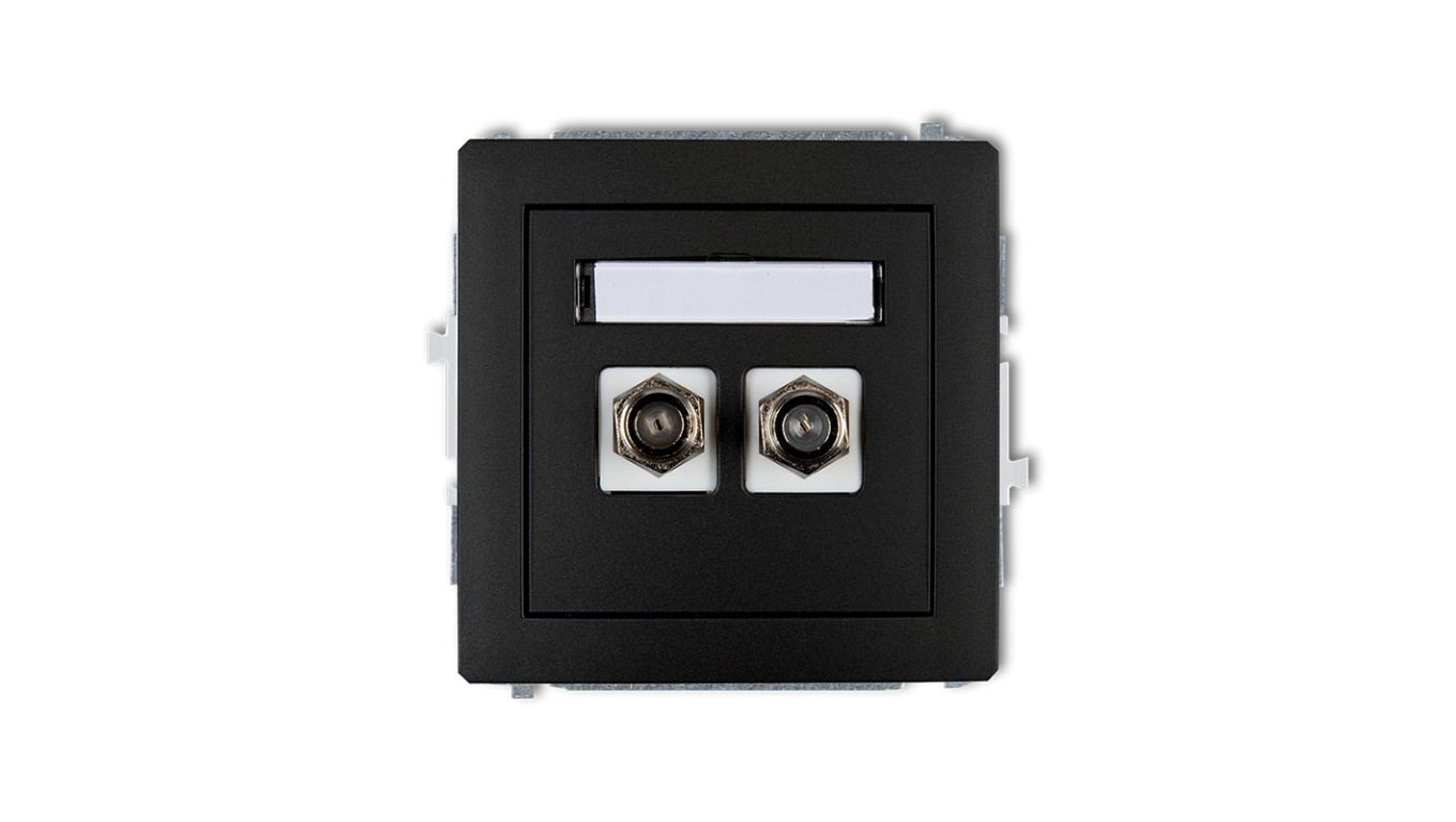 DECO Gniazdo antenowe podwójnego typu F (SAT) niklowany czarny mat 12DGF-2