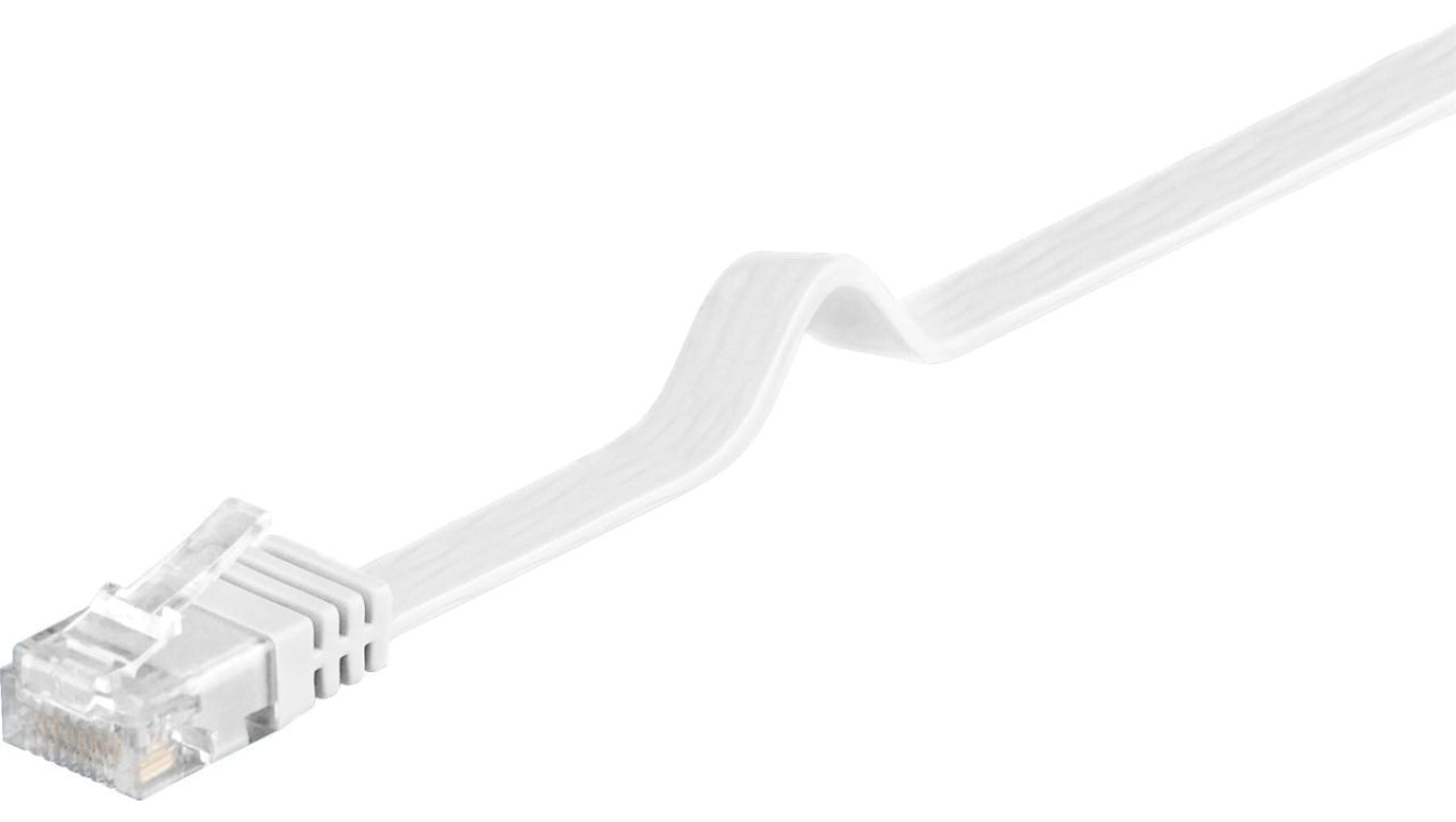 CAT 6Płaska Kabel połączeniowy,U/UTP, Biały - Długość kabla 2 m
