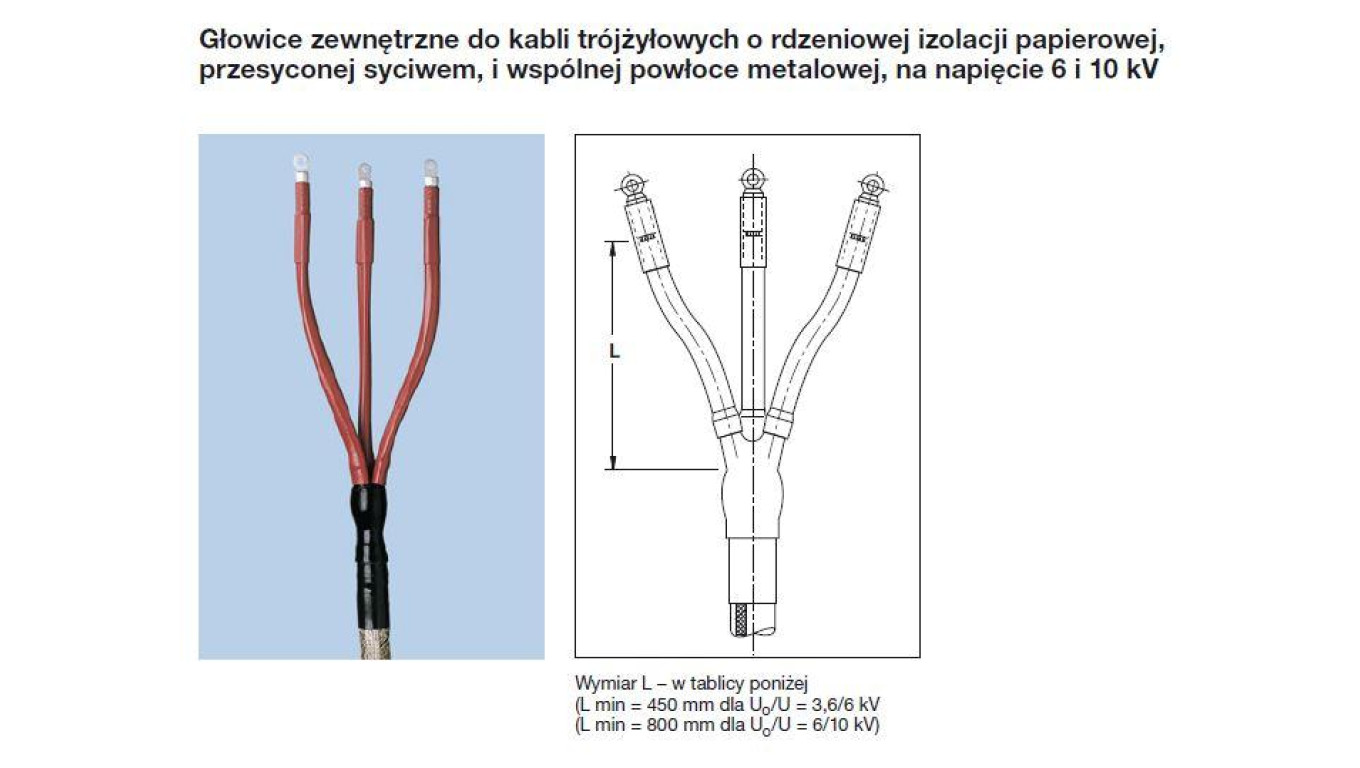 Głowica kablowa bez końcówek GUST-12/70-120/800 - TE Raychem
