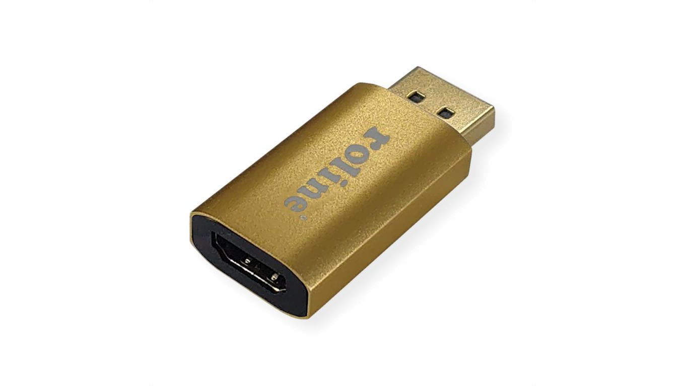 Adapter ROLINE GOLD 4K DisplayPort/HDMI, Actief, v1.2, DP męski - HDMI żeński