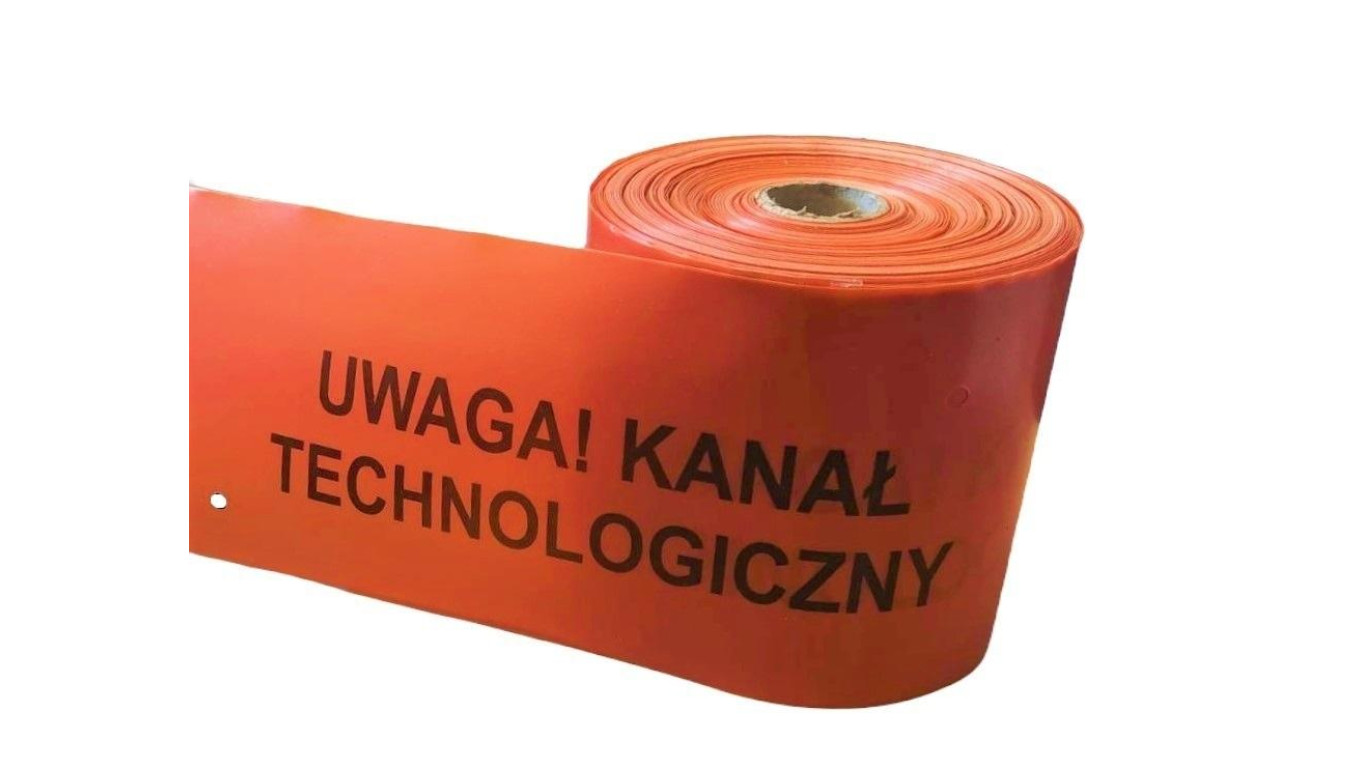 Taśma ostrzegawczo-lokalizacyjna pomarańczowa 20cm/0,5mm, 100 mb UWAGA! Kanał Technologiczny TOL-TPn/50/20