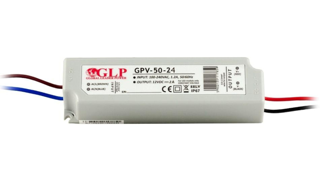 GPV-50-24 Zasilacz impulsowy do LED 50W 24V/2A IP67 hermetyczny