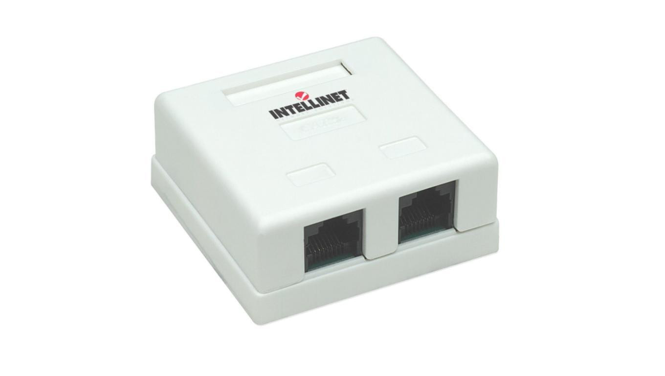 gniazdo natynkowe 2x RJ45 Cat5e UTP beżowe