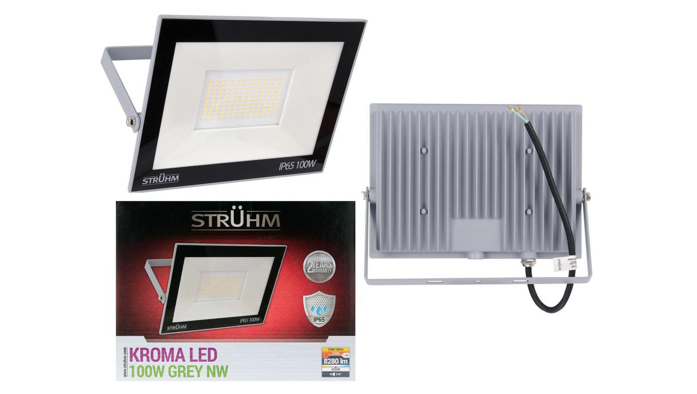 Naświetlacz lampa zewnętrzna LED KROMA 100W 4200K szara 03236 STRUHM