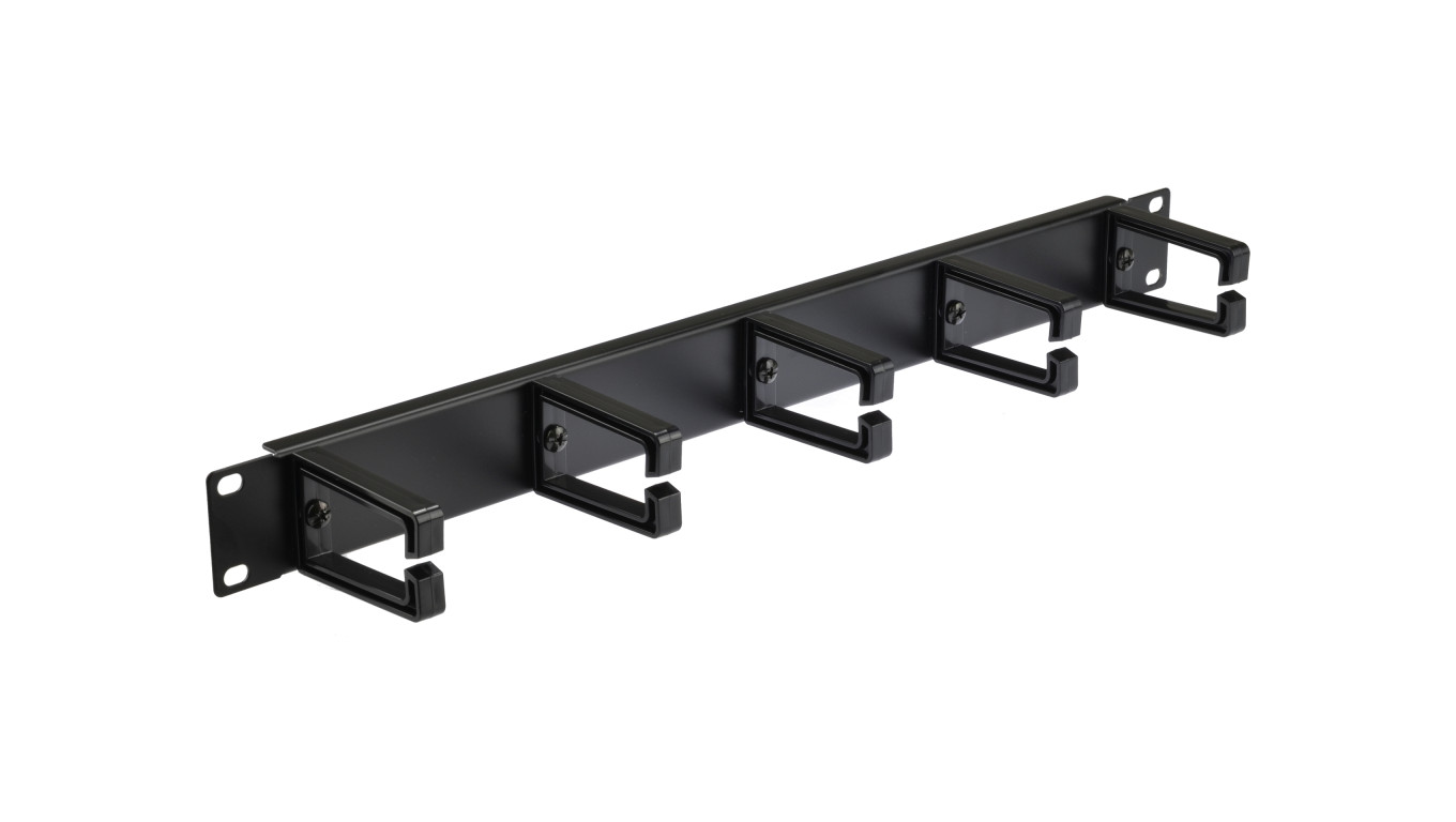 Organizator kabli RACK 19 cali 1U metalowy z plastikowymi uchwytami czarny NEKU