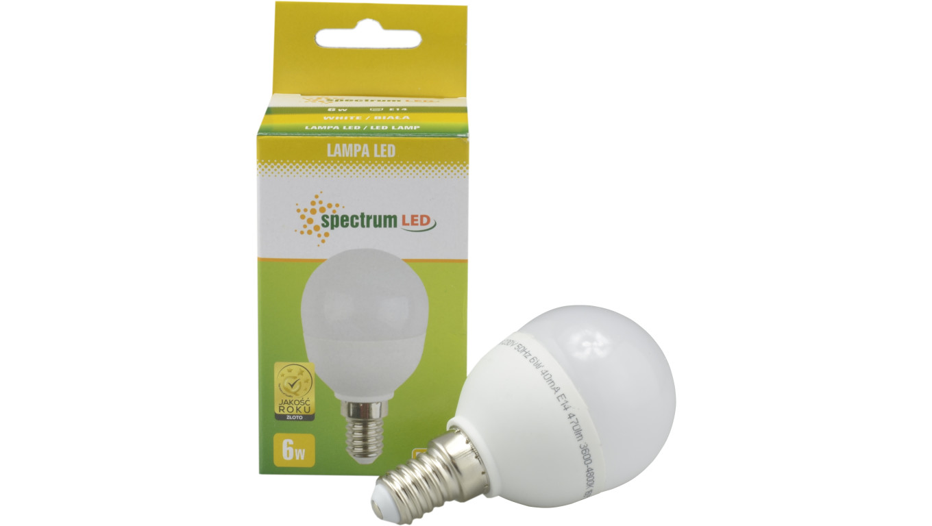 Żarówka LED E14 230V 6W kula 540lm neutralna