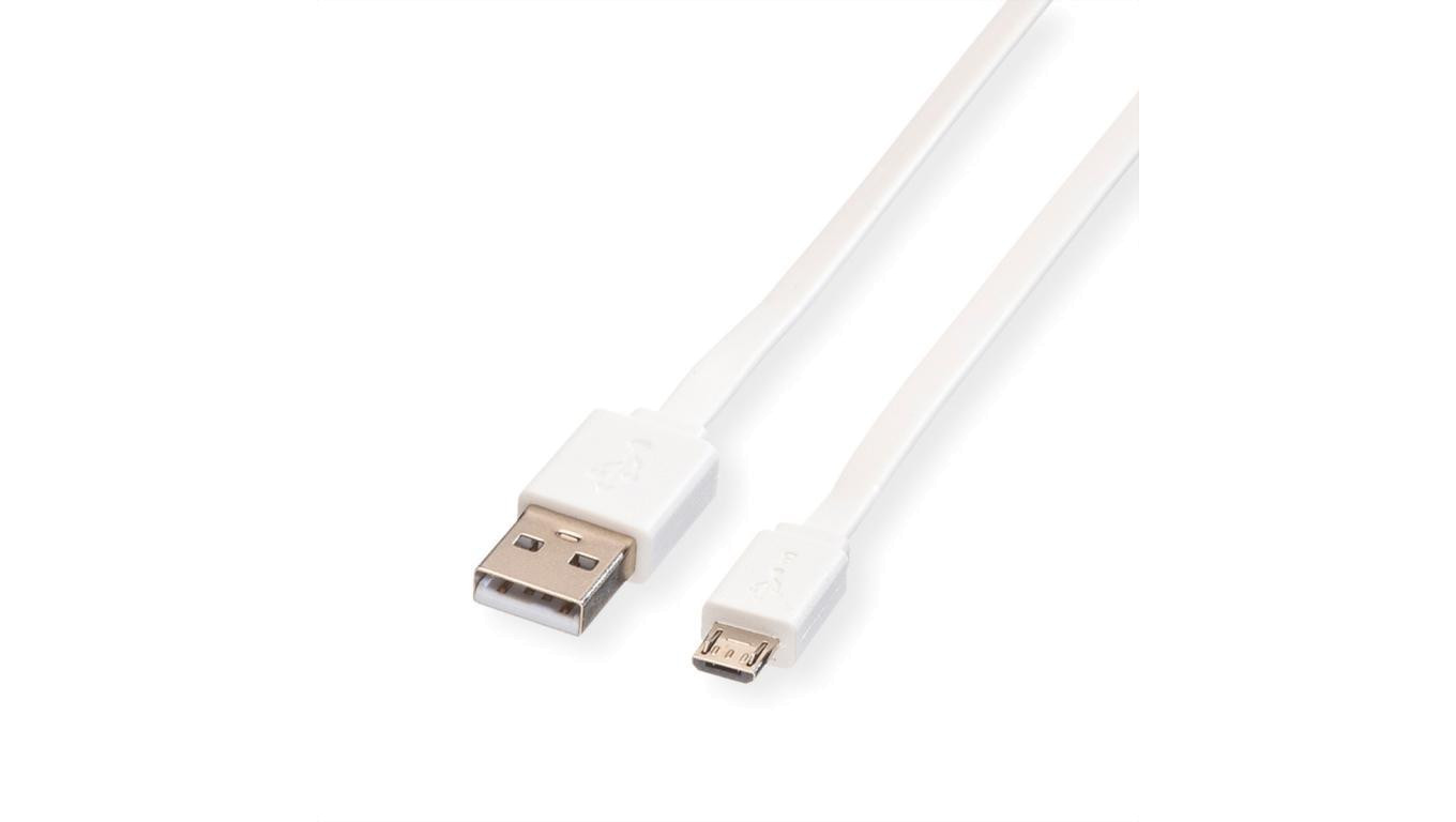 ROLINE USB 2.0 Kabel, USB A męski - Micro USB B męski, z przewodem, 1 m
