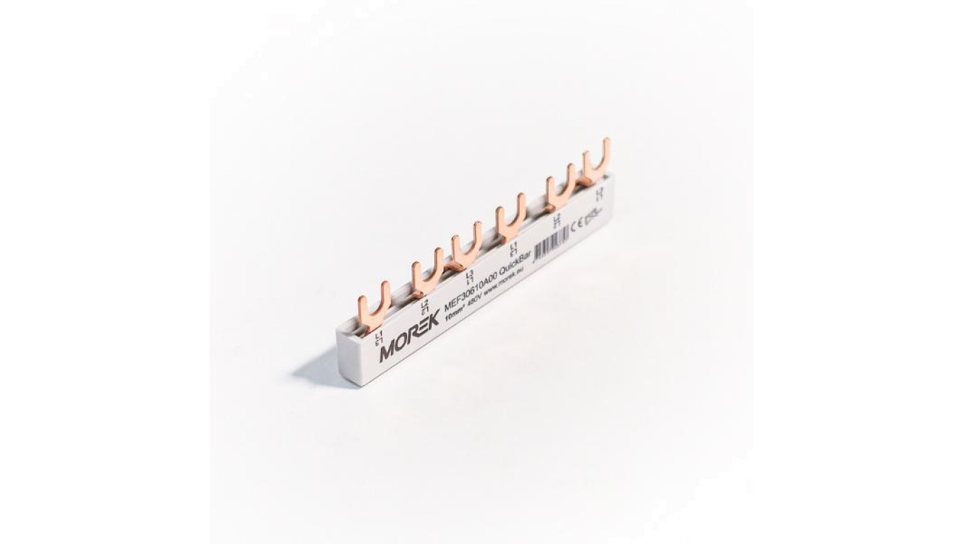 Szyna łączeniowa widełkowa QuickBar, 3-polowa, przekrój 10mm², typ E, długość 6 modułów MEF30610A00