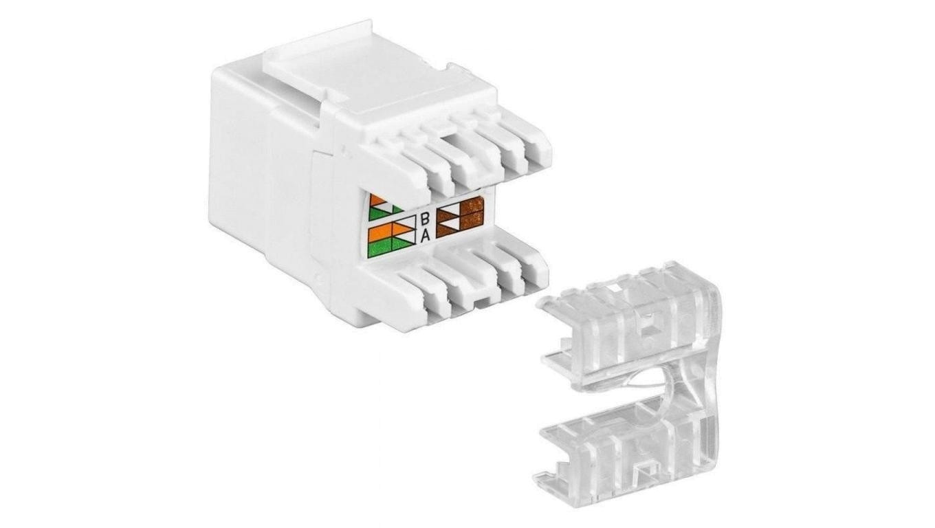 Moduł Keystone RJ45 Cat5e, UTP, LSA, biały