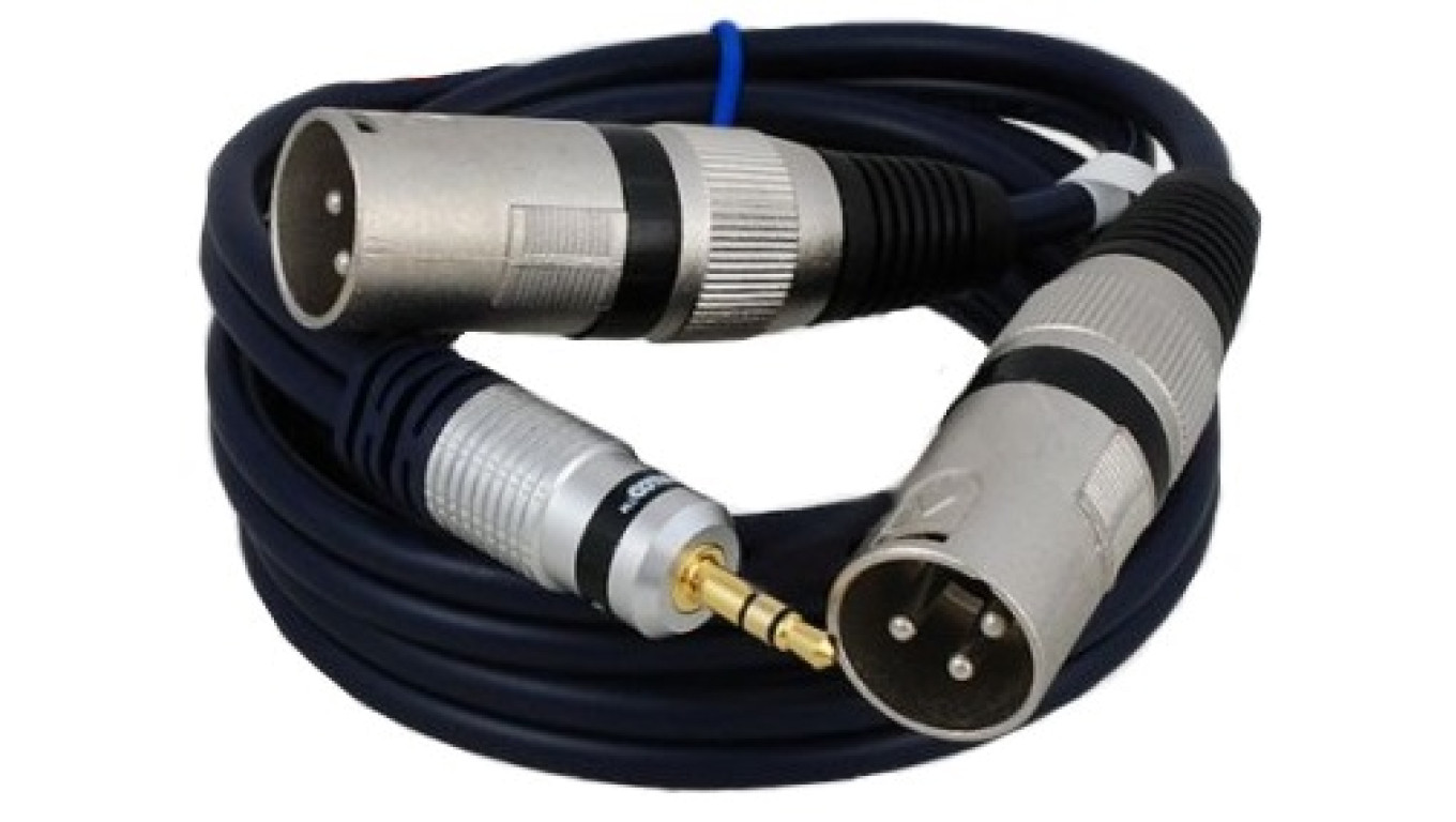 VITALCO Kabel mikrofonowy 2x XLR (wtyk) / Jack 3,5mm Stereo (wtyk) 1,5m